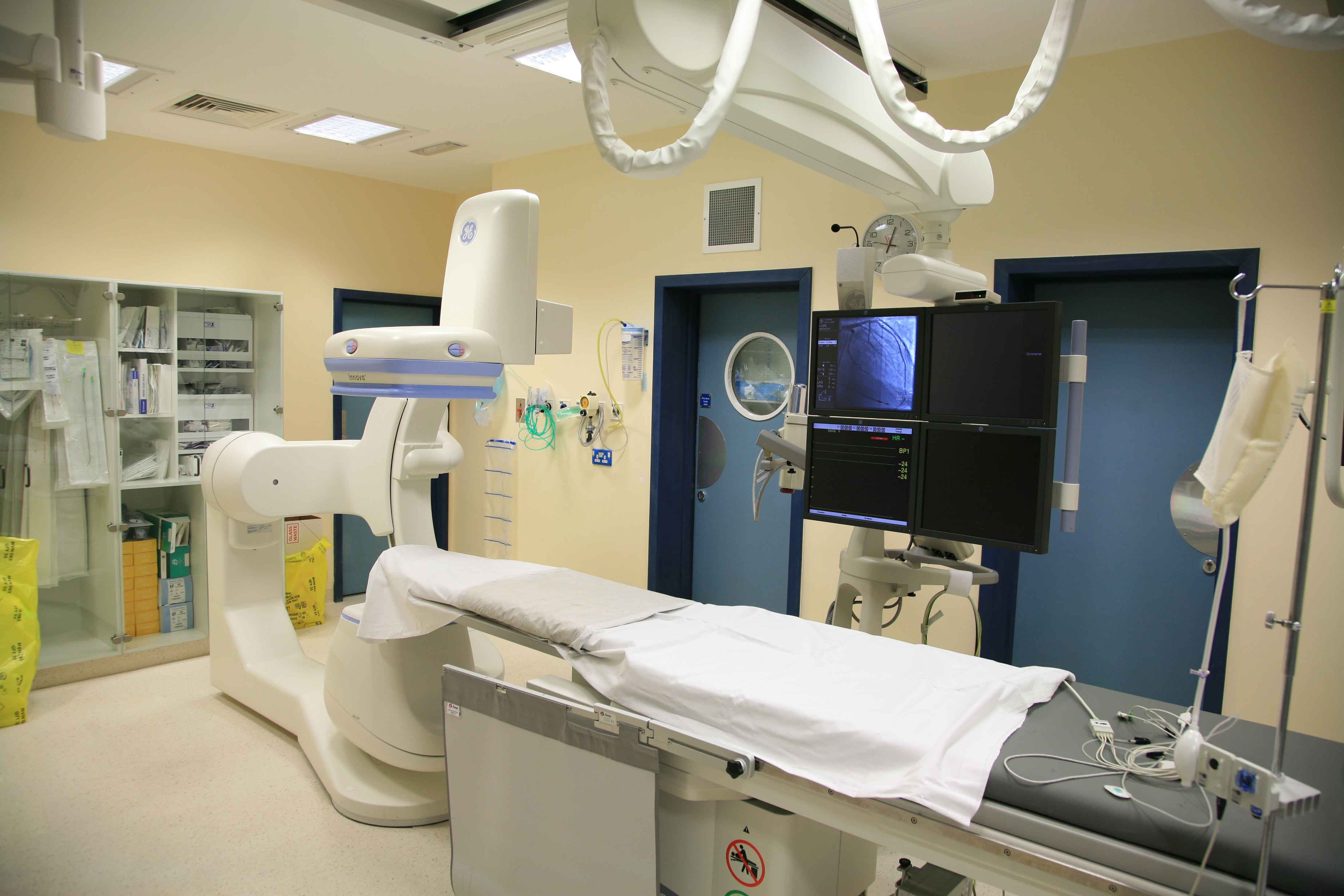 The equipment room where coronary angiograms are carried out